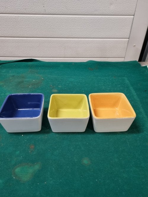 bakjes gekleurd aardewerk drie stuks, Ophalen of Verzenden, 'T Olde Gre-j, Info@toldegrej.nl, Endepoelstraat 20f Didam