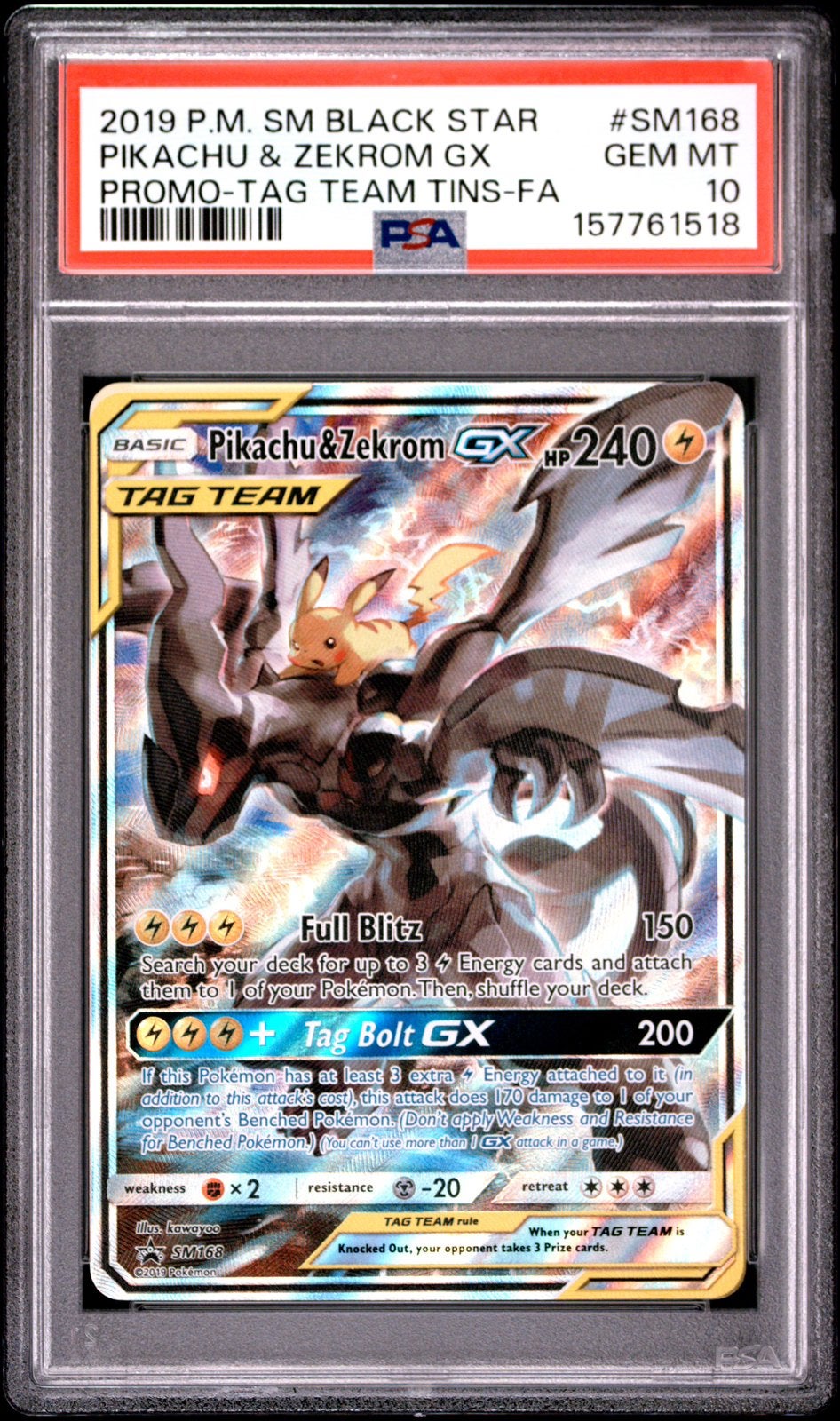 Pikachu & Zekrom GX Tag Team PSA 10, Ophalen of Verzenden, Zo goed als nieuw
