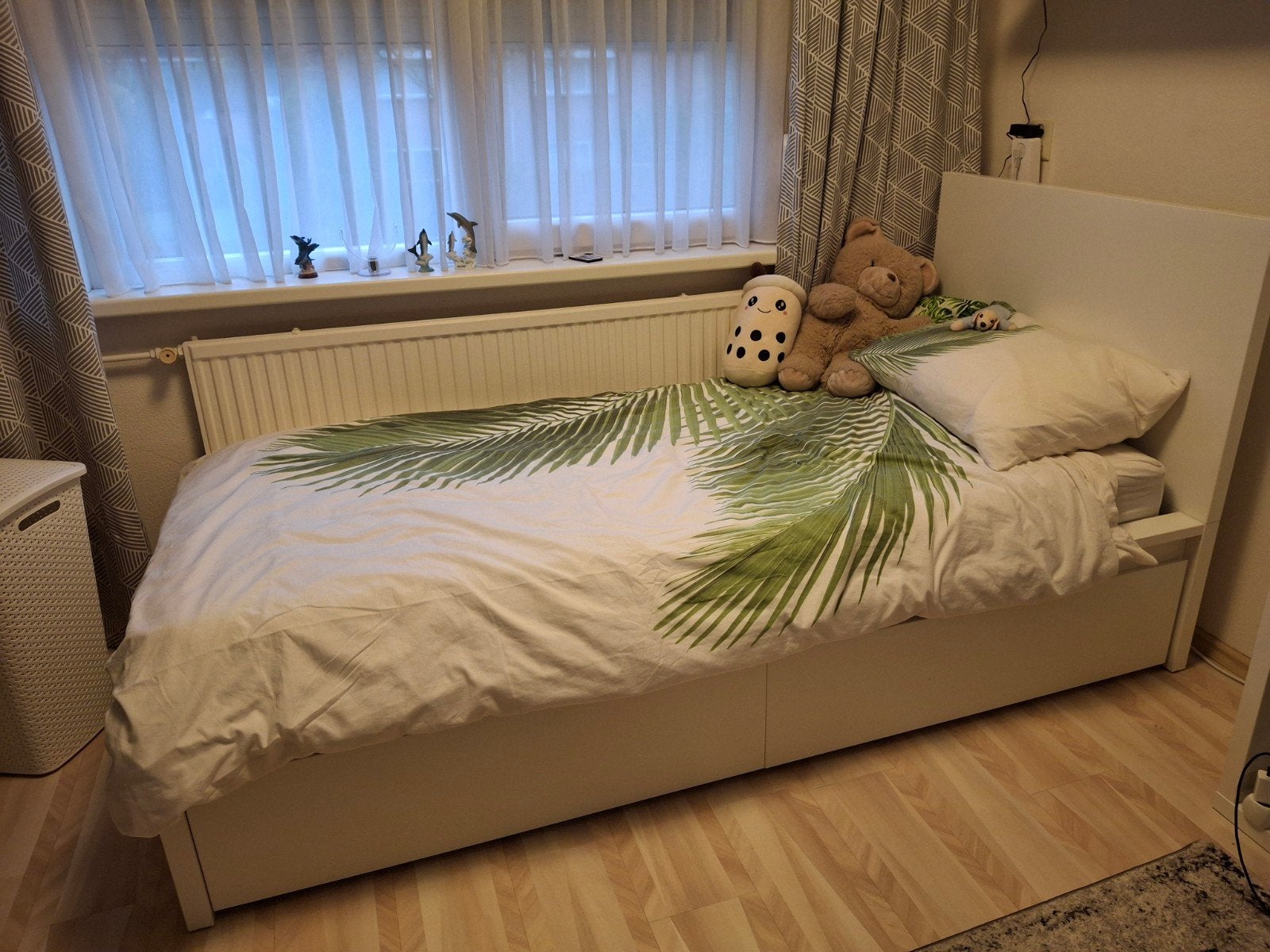 Wit ikea bedframe 90 × 200cm (excl. Lades/matras), Ophalen, Gebruikt, 90 cm, Eenpersoons