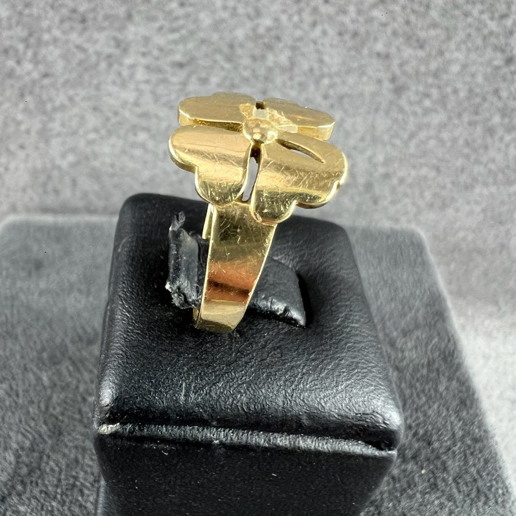 Gouden Ring | 14k | 2,04g | klaver 4 | mt 17,25 | 413458, Sieraden, Tassen en Uiterlijk, Ringen, Gebruikt, Ophalen of Verzenden