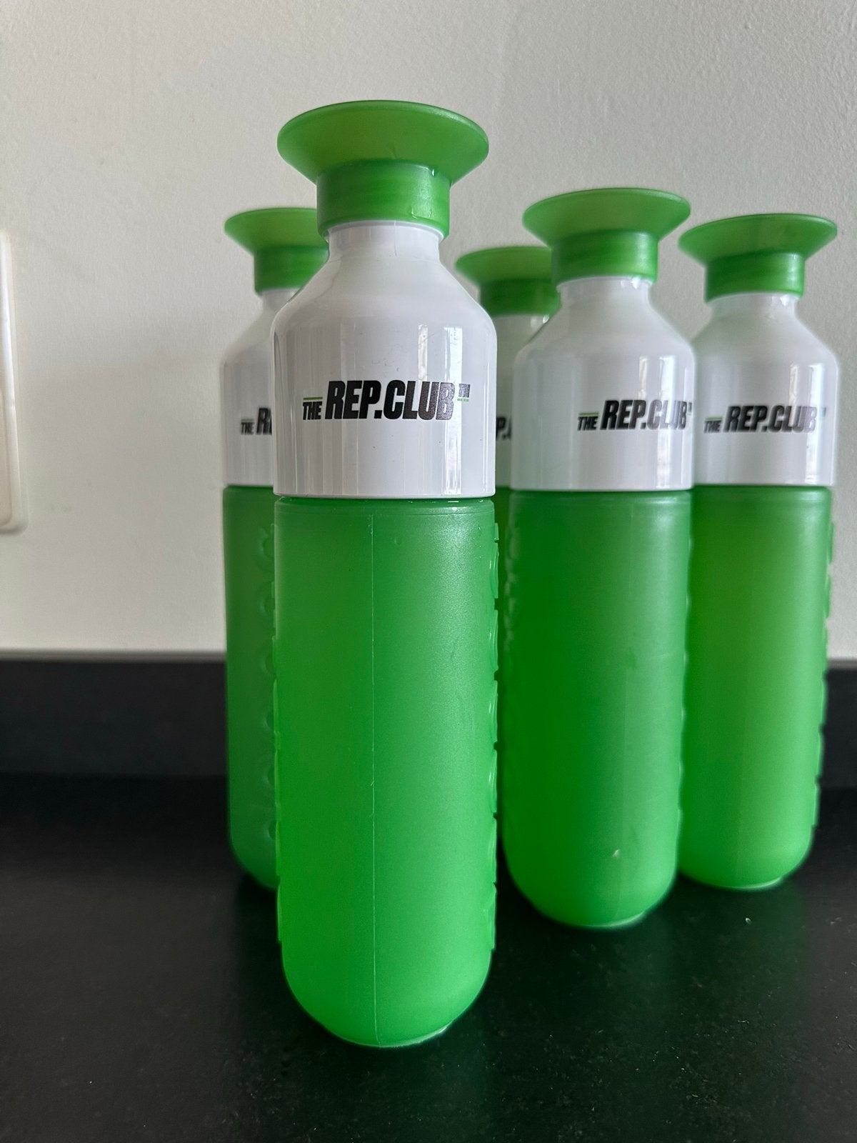 Set van 5 groene dopper - Groen/Wit, Sport en Fitness, Verzenden, Zo goed als nieuw