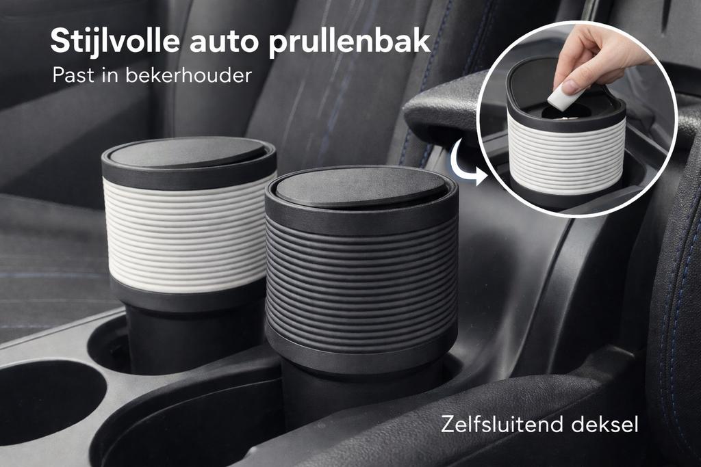 Stijlvolle auto prullenbak met zelfsluitend deksel, Verzenden, Nieuw