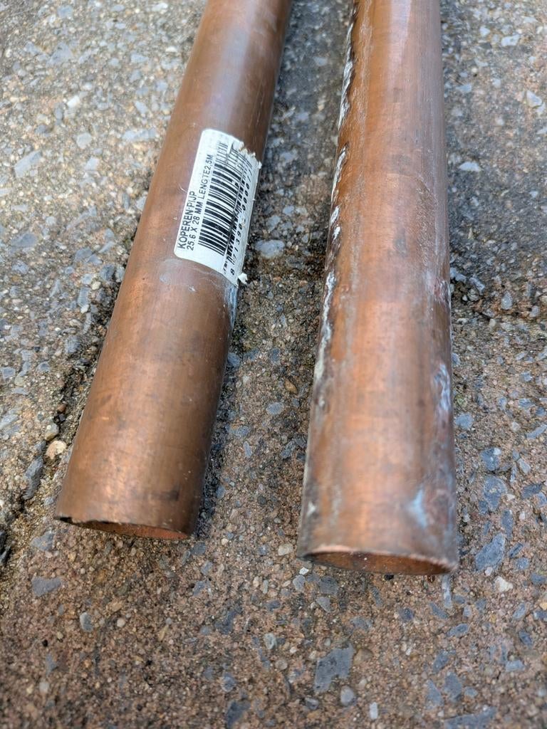 Koperen buis 28 mm (217 cm + 64 cm) – Ongebruikt / Schoon, Ophalen, Nieuw, Overige materialen, Overige typen