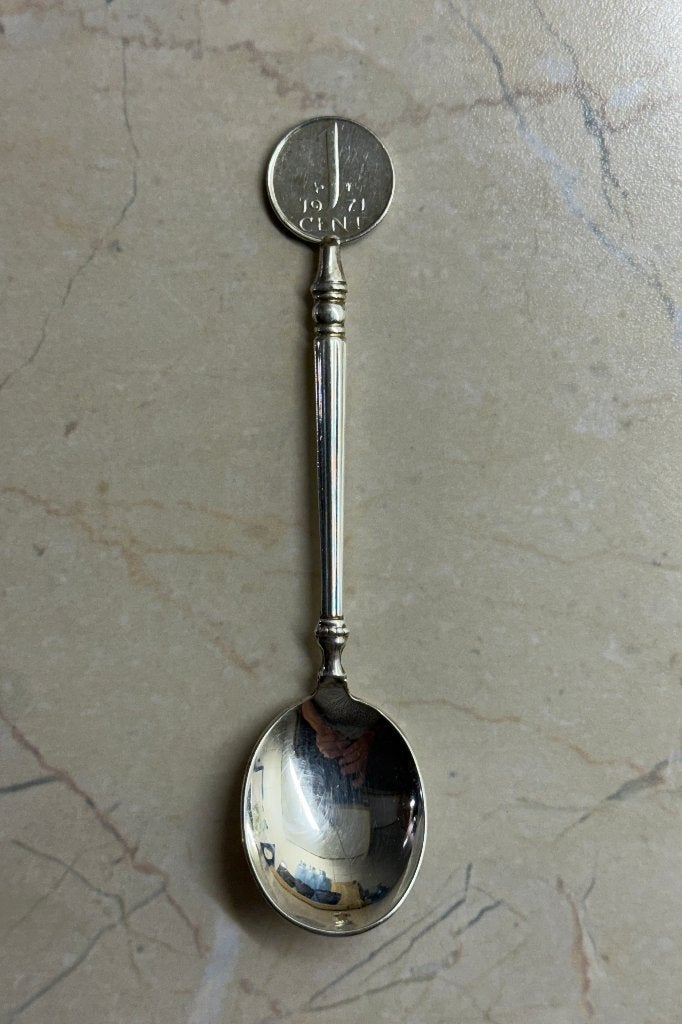 Verzilverd Lepeltje 1 Cent Juliana 1971., Ophalen of Verzenden, Zo goed als nieuw
