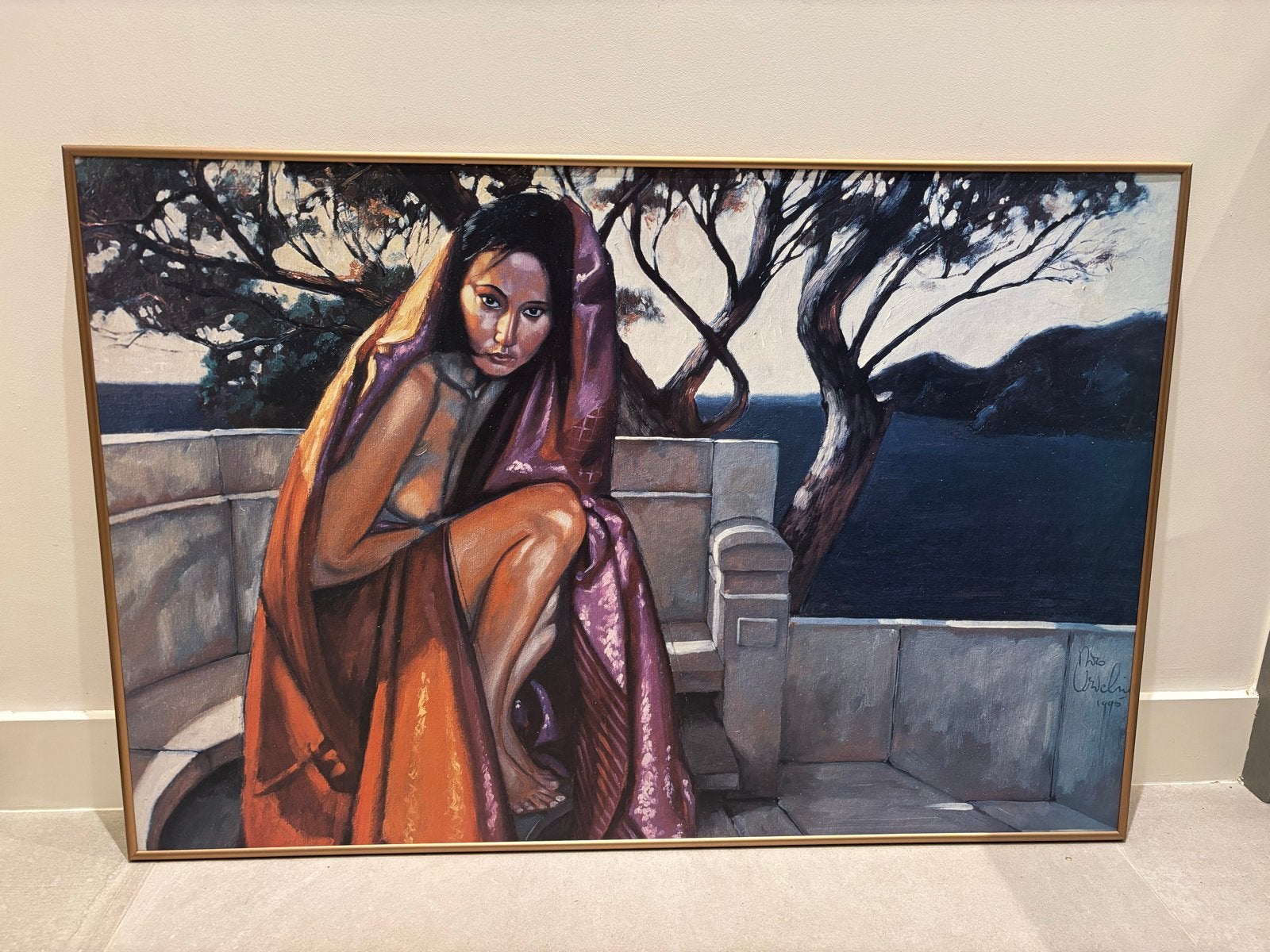 Schilderij 'Vrouw aan Zee' - Realistisch Portret, Ophalen, Doek, Portret of Personen, Realistisch