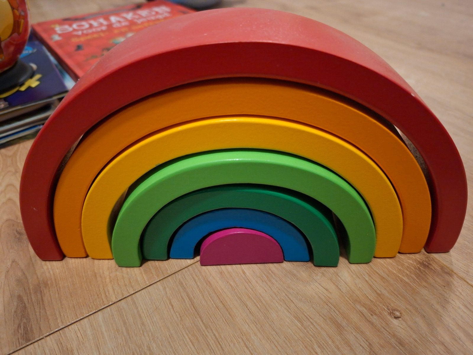 Houten Regenboog Stapelblokken - Educatief Speelgoed, Ophalen of Verzenden, Zo goed als nieuw, Overige typen