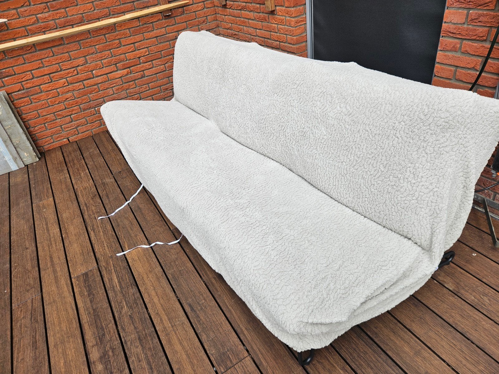2 Zachte teddy fleece bankhoezen - lichtgrijs, Huis en Inrichting, Banken | Bankstellen, Ophalen of Verzenden, Nieuw