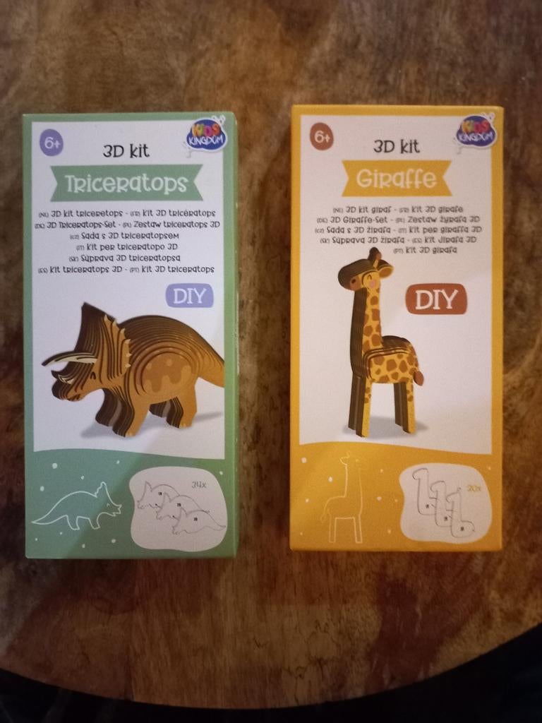 3D kit Triceratops en Giraffe - Nieuw in doos, Hobby en Vrije tijd, Knutselen, Nieuw, Knutselwerk, Ophalen of Verzenden