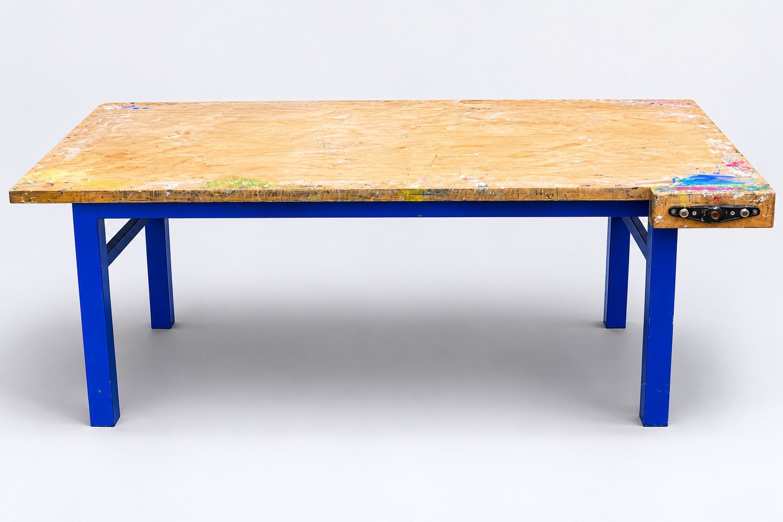 Werkbank blauw staal, multiplex 100x200cm, Ophalen, Gebruikt, 170 cm of meer