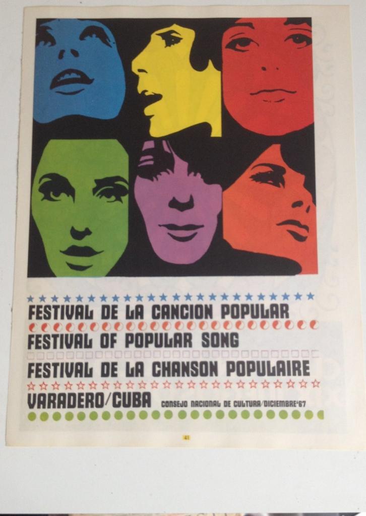 Pop-Art festival poster Cuba 1970, Ophalen of Verzenden, Zo goed als nieuw, A1 t/m A3, Film en Tv