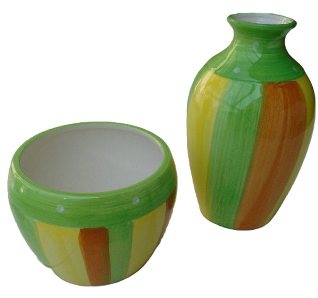 VAAS EN BLOEMPOT SET IN GESTREEPT DESIGN Nieuw, -, -, Nieuw, Ophalen of Verzenden