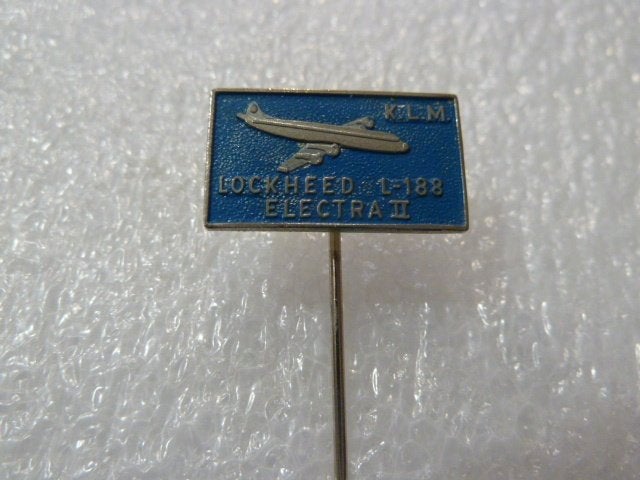 Vintage KLM Lockheed L-188 Electra II Speldje, Ophalen of Verzenden, Gebruikt, Transport, Speldje of Pin