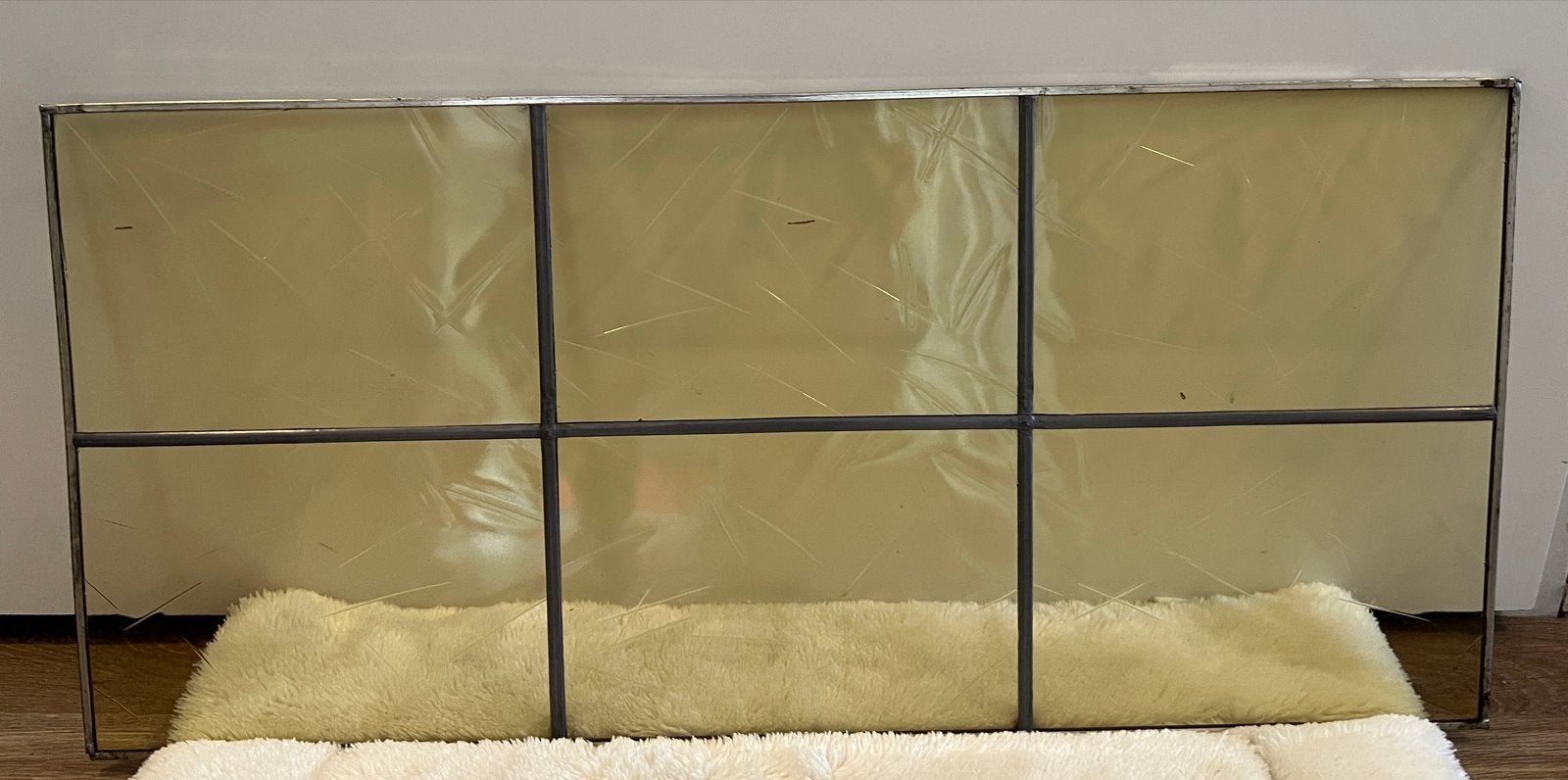 Glas in lood panelen - Licht geel glas (65x30 cm), Ophalen, Gevelraam of Ruit, Gebruikt, Minder dan 80 cm
