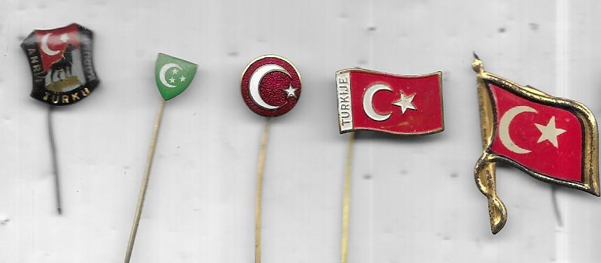 5 X TURKIJE VERSCHILLENDE SPELDEN, Ophalen of Verzenden, Gebruikt, Overige onderwerpen, Speldje of Pin