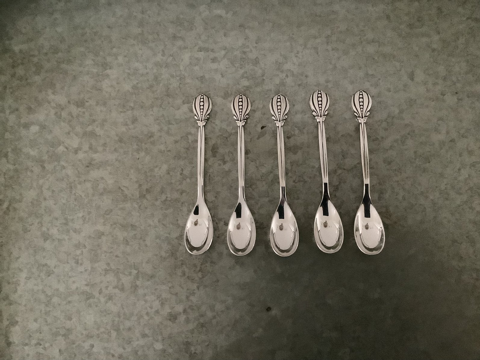 Verzilverde Art Deco Theelepels, Georg Nilsson 5x Gero 90, Antiek en Kunst, Antiek | Bestek, Ophalen of Verzenden