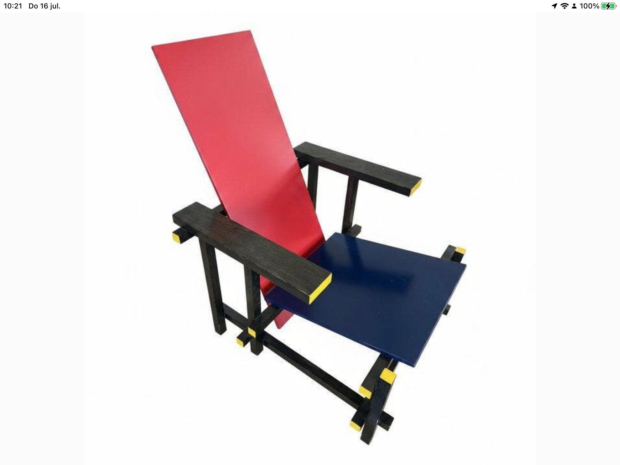 Rood-blauwe stoel van Gerrit Rietveld Vintage Relpica, Ophalen