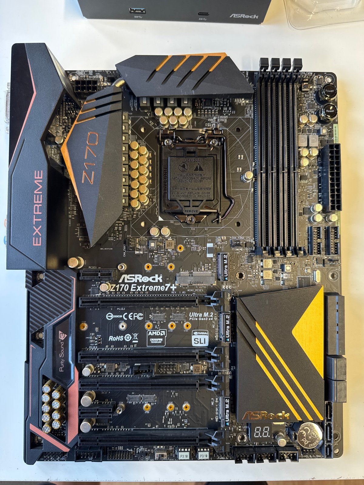 ASRock Z170 Extreme7+ Moederbord 1151  met Shield en Bracket, Ophalen of Verzenden, Gebruikt, Intel, DDR4