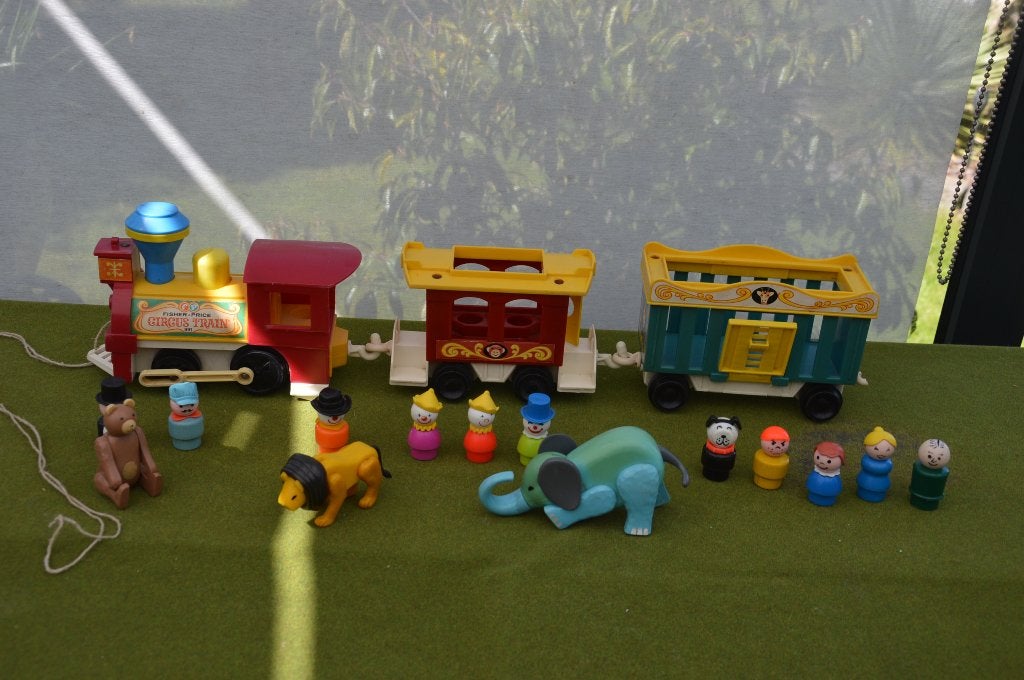 Vintage Fisher Price Circus Train uit 1973 met 10 poppetjes, Ophalen of Verzenden, Gebruikt, Speelset