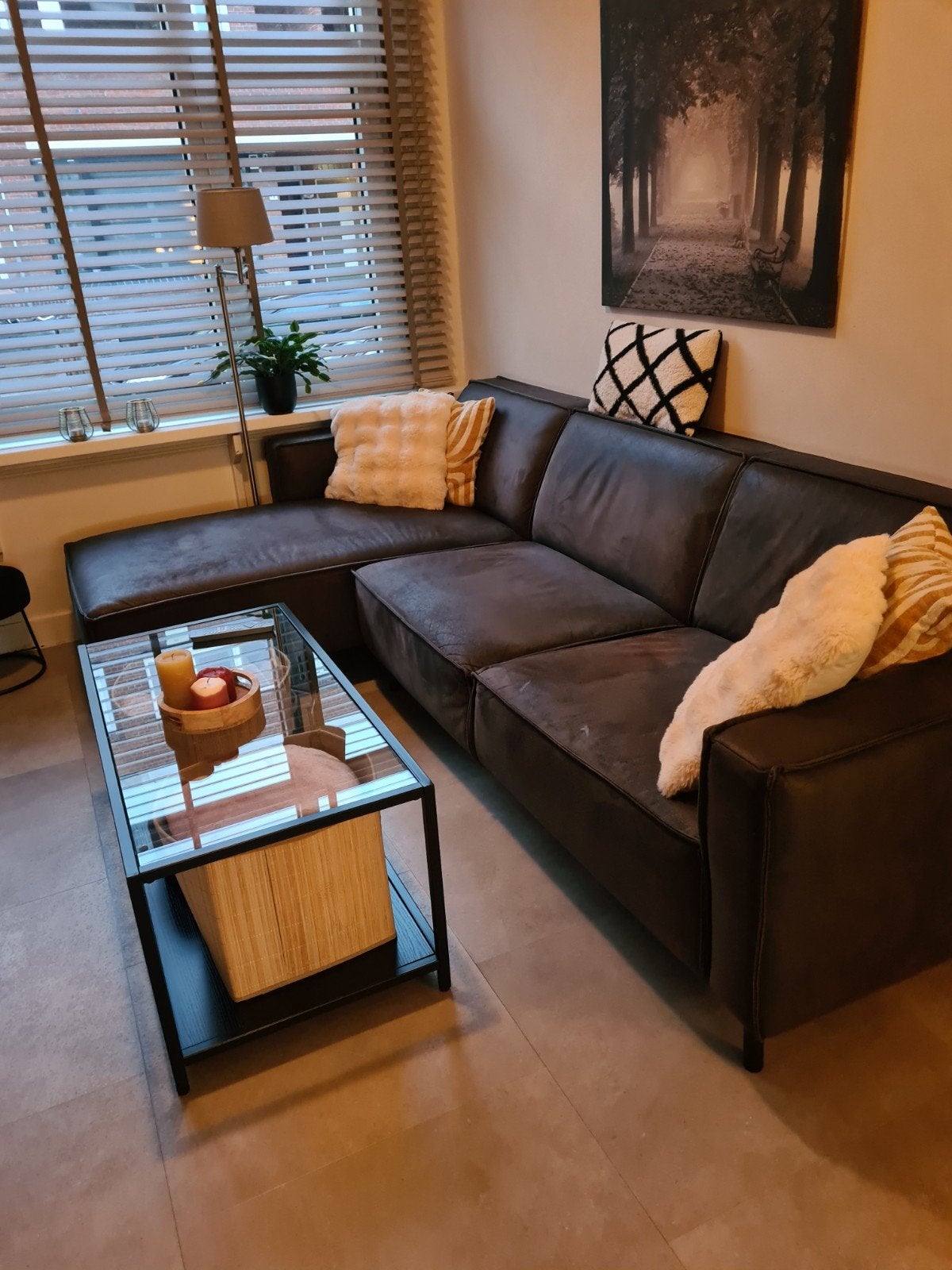 Comfortabele hoekbank met chaise longue, Ophalen, Modern, Comfortabel, 250 tot 300 cm, Gebruikt