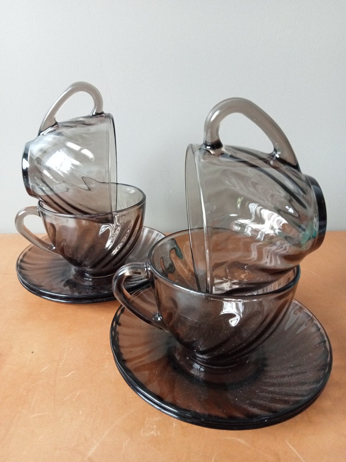 Arcoroc France kop en schotels, Set, Zo goed als nieuw, Glas, 9 cm