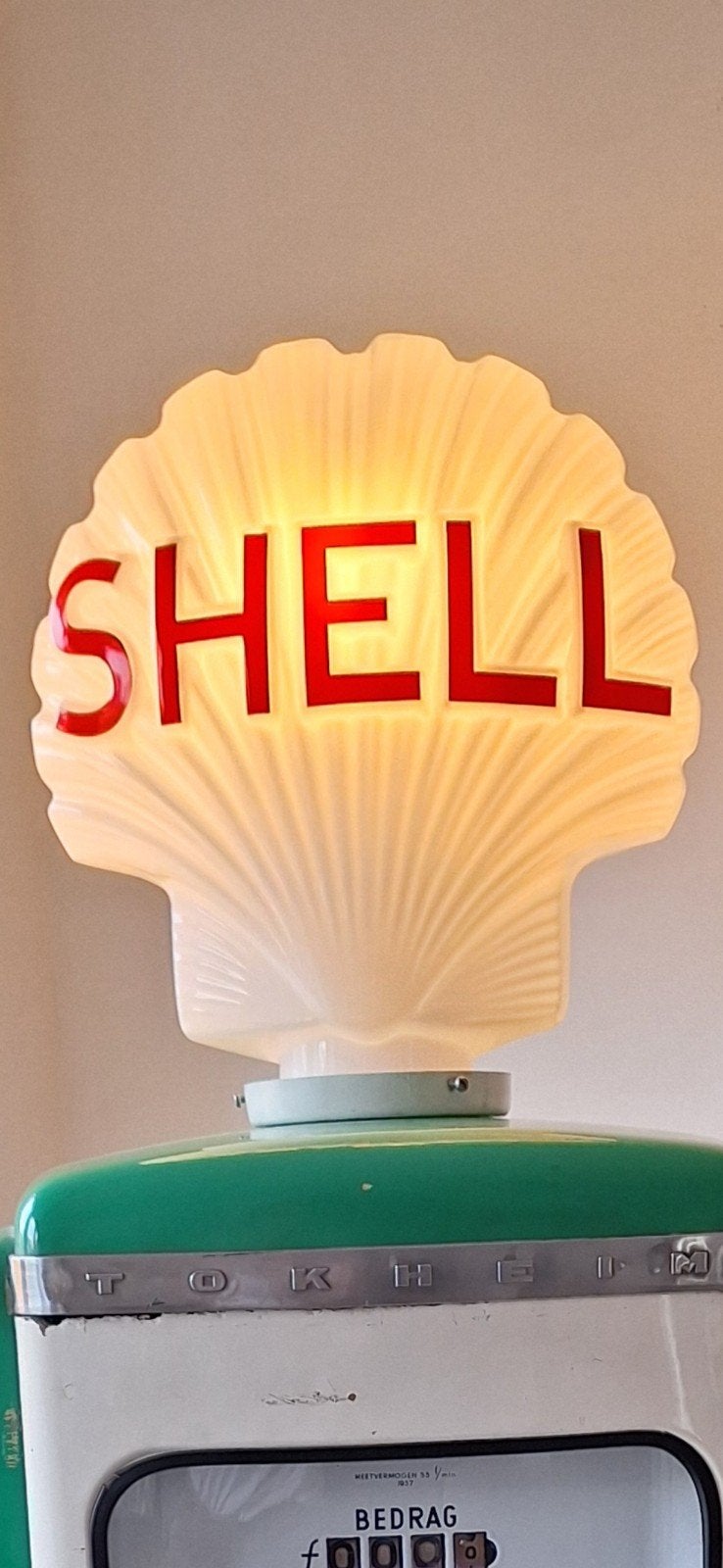 Shell globe benzinepomp tokheim glas, Ophalen, Zo goed als nieuw, Auto's