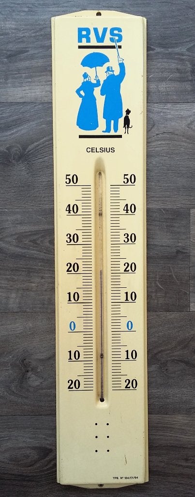 Jaar 1994 GROTE RVS Verzekeringen Reclame Gevel Thermometer, Gebruikt, Ophalen of Verzenden, Nvt., Nvt.