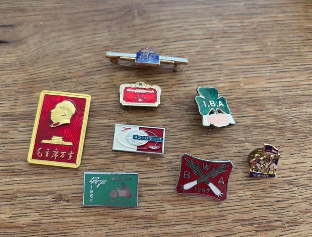 8 Diverse Speldjes: Mao, Aeroflot, VS Herdenking & Meer, Ophalen of Verzenden, Gebruikt, Overige onderwerpen, Speldje of Pin