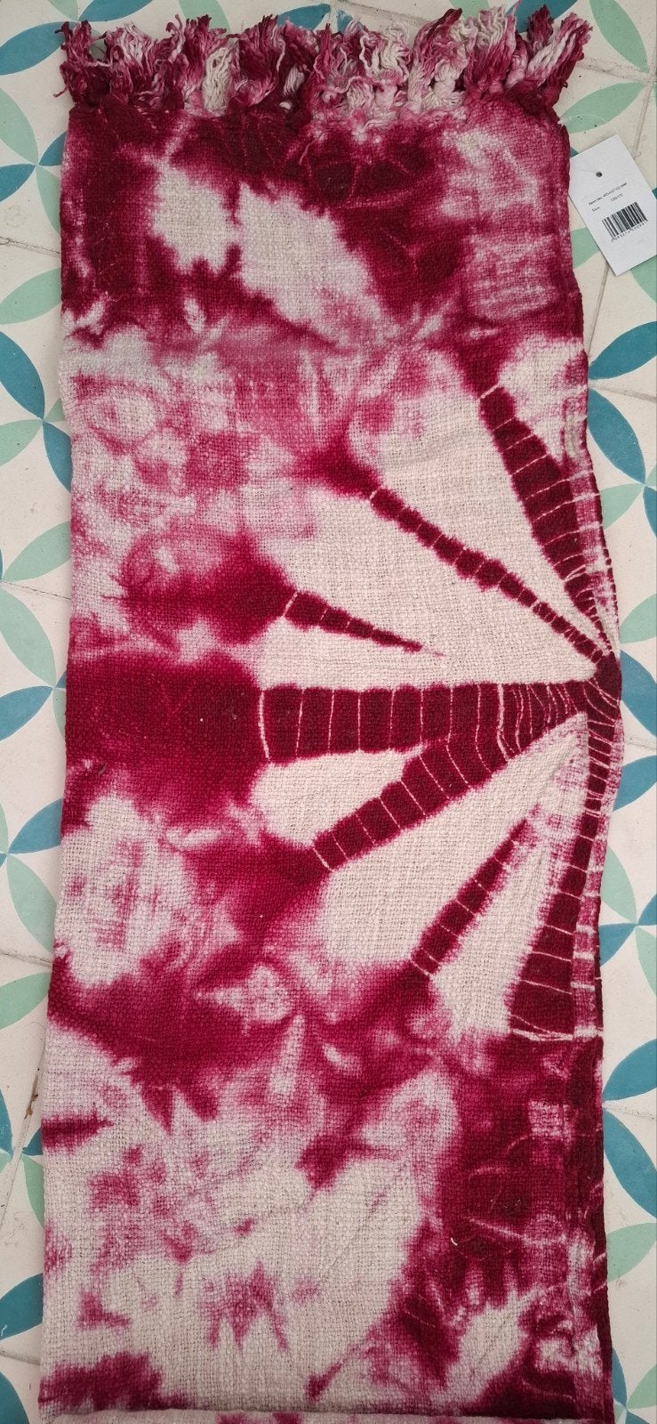 Evenaar Plaid - Tie-dye Rood/Wit - 130x170 cm, Katoen, Met franjes/kwastjes, Nieuw, Ophalen of Verzenden