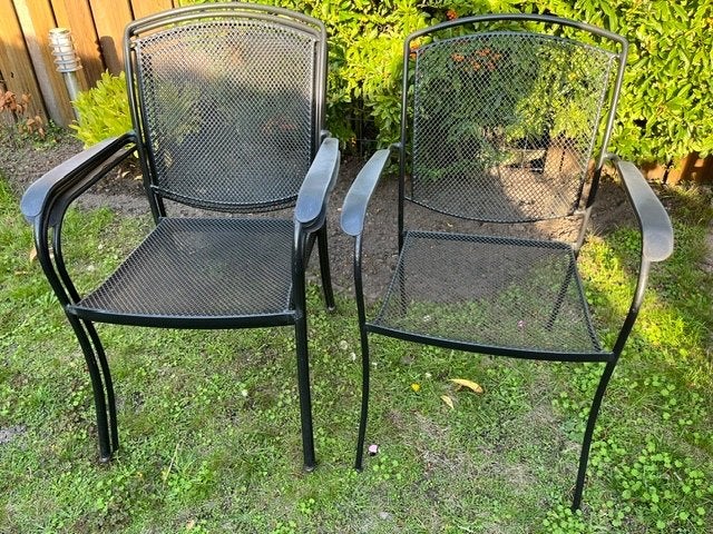 4 metalen tuinstoelen (antraciet) stapelbaar