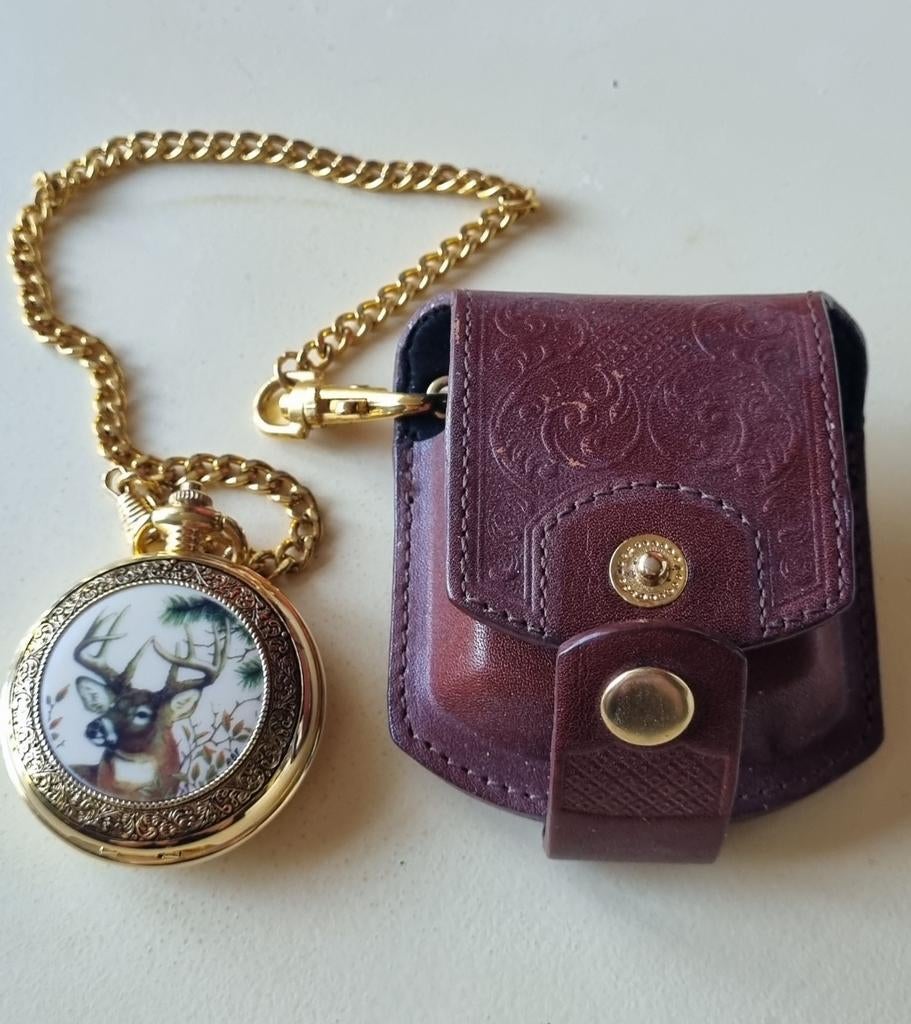 Franklin Mint 10-punts Buck zakhorloge met ketting en etui, Sieraden, Tassen en Uiterlijk, Ophalen, Overige merken