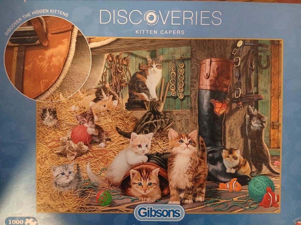 Gibsons Discoveries Kitten Capers Legpuzzel 1000 stukjes, Ophalen of Verzenden, 500 t/m 1500 stukjes, Zo goed als nieuw, Legpuzzel