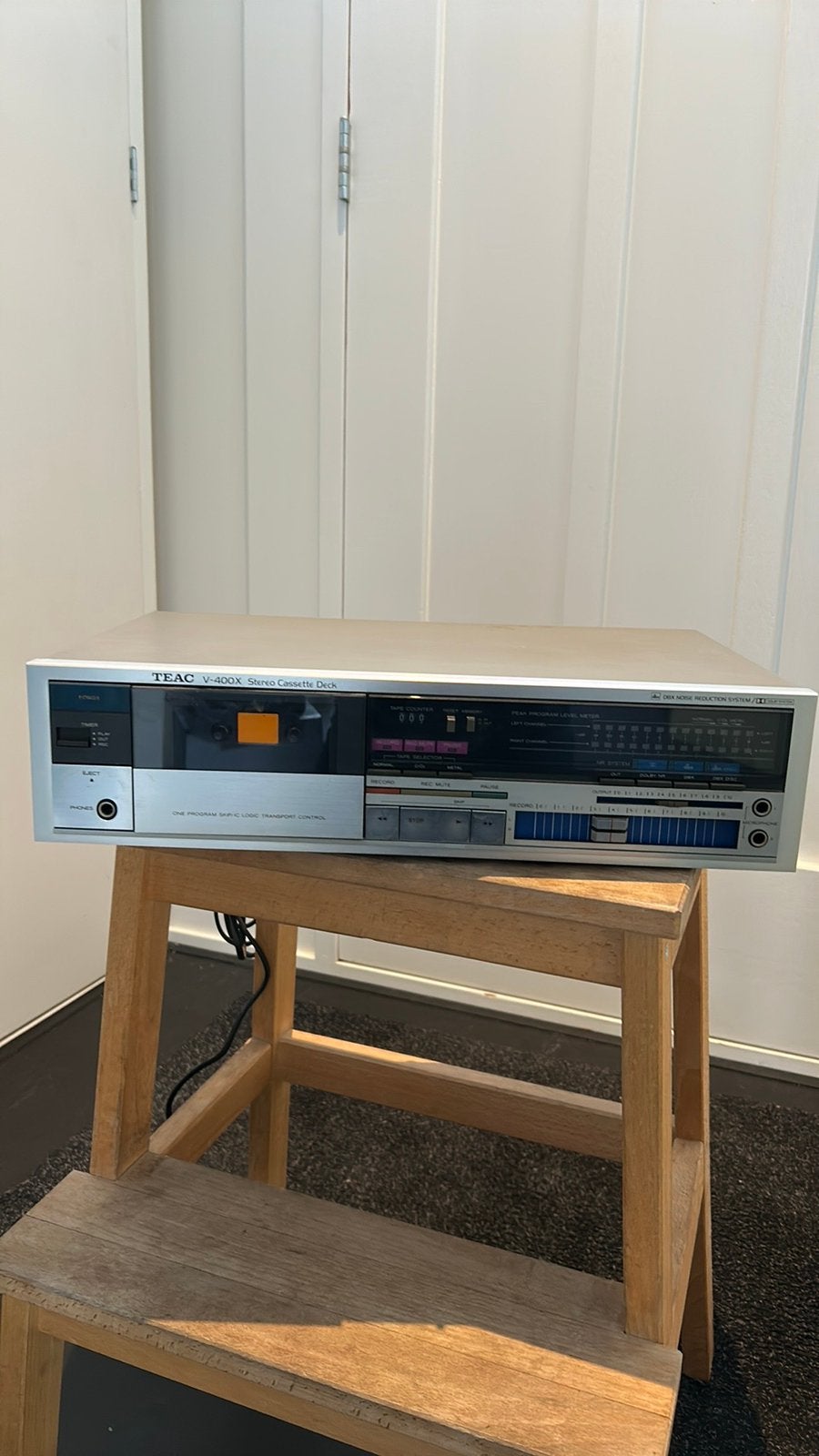 Teac V-400X stereo cassettedeck. Tiptoets. Zilverkleurig., Overige merken, Gebruikt, Verzenden, Cassettedeck