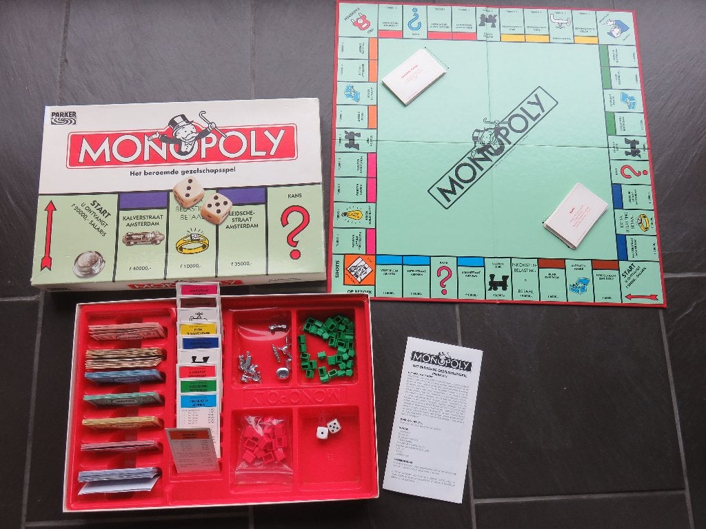 Monopoly bordspel met guldenversie, vintage, vanaf 8 jaar., Ophalen of Verzenden, Zo goed als nieuw