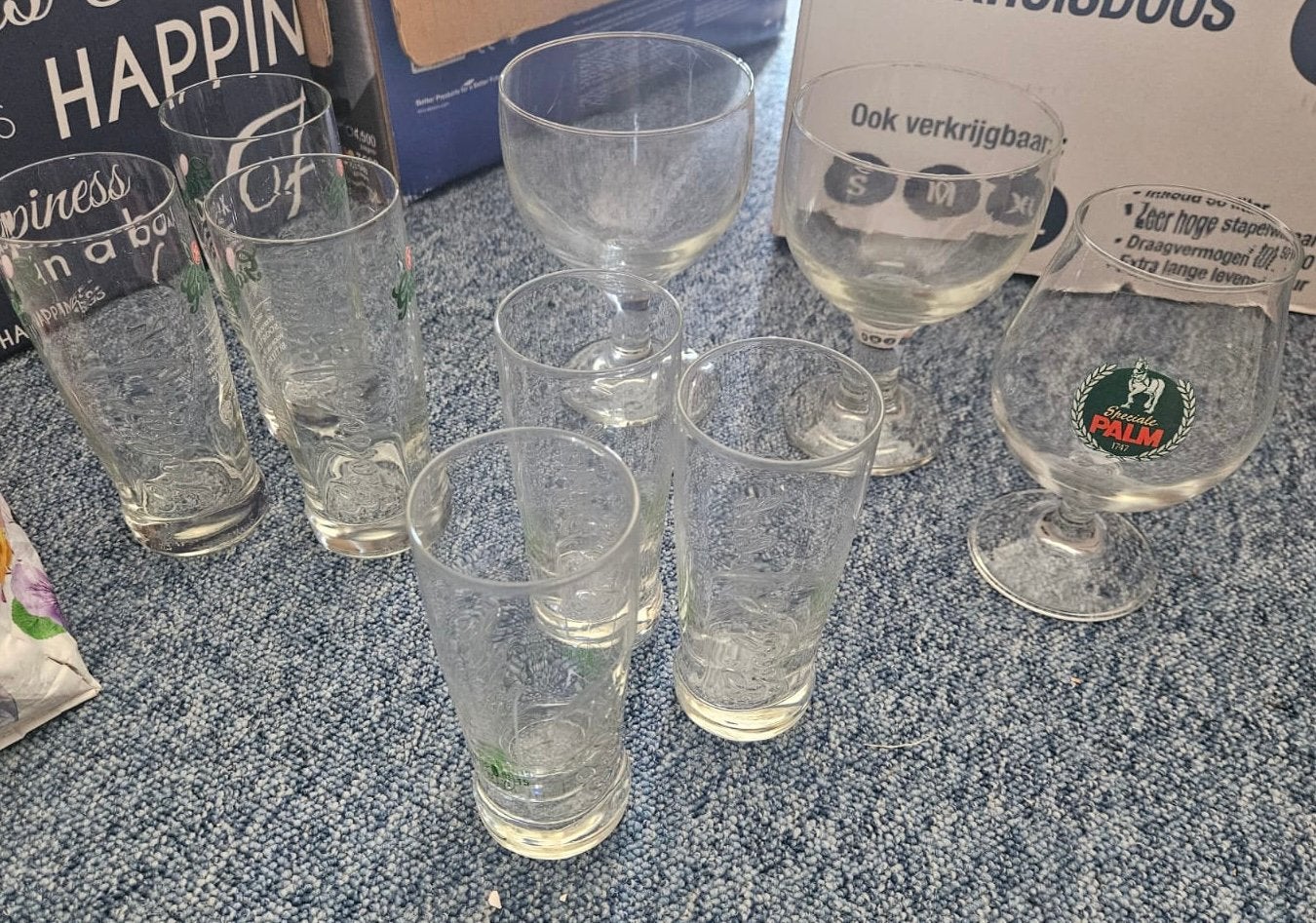 Bierglazen grolsch palm en neutraal, Ophalen of Verzenden, Zo goed als nieuw, Bierglas