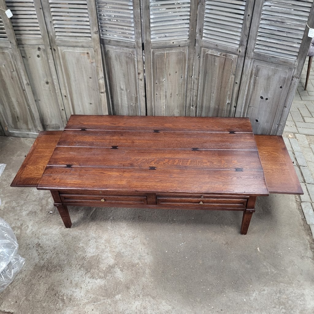 Salontafel massief eiken 140x80cm, 45 tot 60 cm, Ophalen of Verzenden, Zo goed als nieuw, 75 cm of meer
