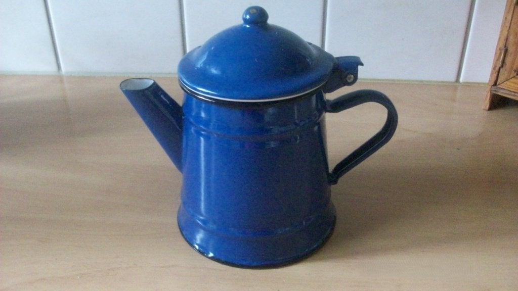 Emaille koffiepotje, blauw, Ophalen of Verzenden