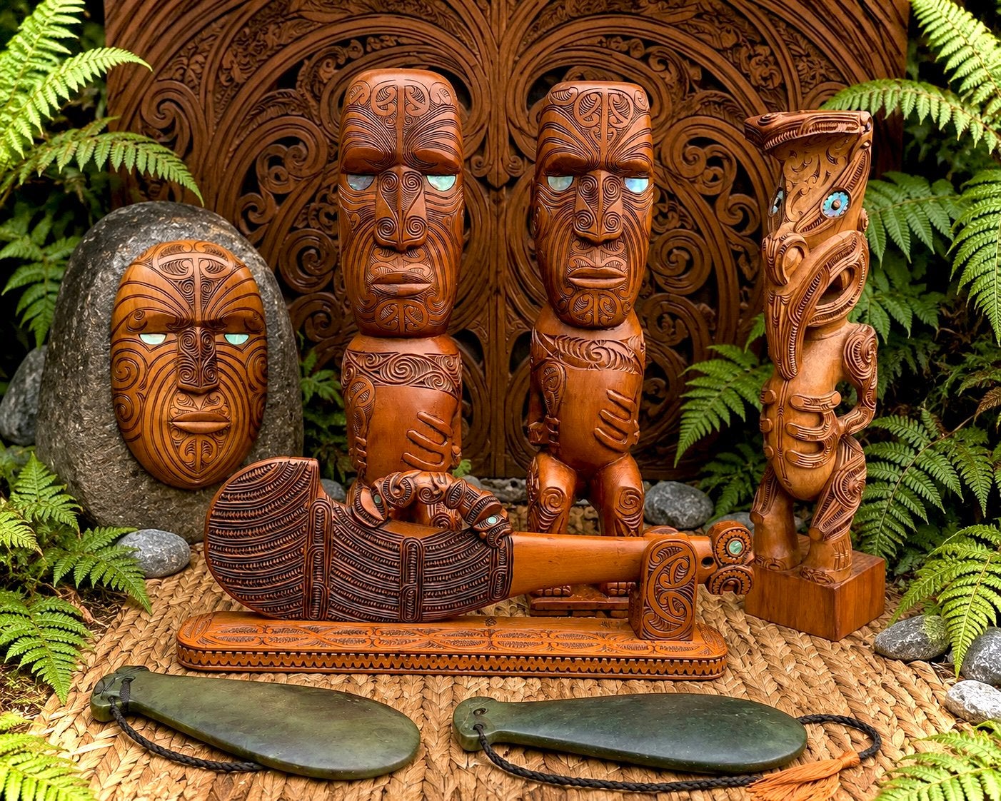 Maori houtsnijwerk Nieuw Zeeland New Zealand Tiki Rotorua NZ, Overige herkomsten, Ophalen of Verzenden