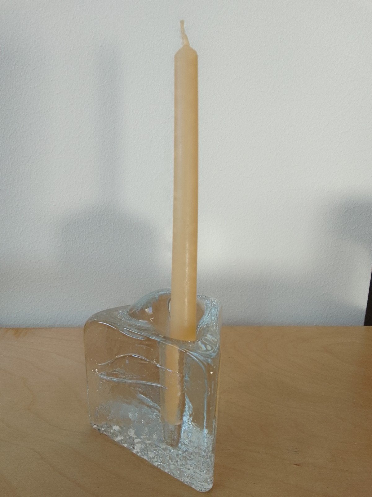 Driehoekige glazen kandelaar, Iittala Arkipelago, ijsblokje, Overige materialen, Ophalen of Verzenden, Zo goed als nieuw, Kandelaar