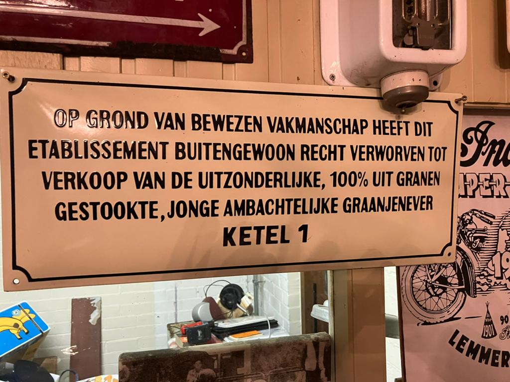 Emaille bord Ketel 1 Jenever - Vintage Reclamebord, Antiek en Kunst, Antiek | Emaille, Ophalen of Verzenden
