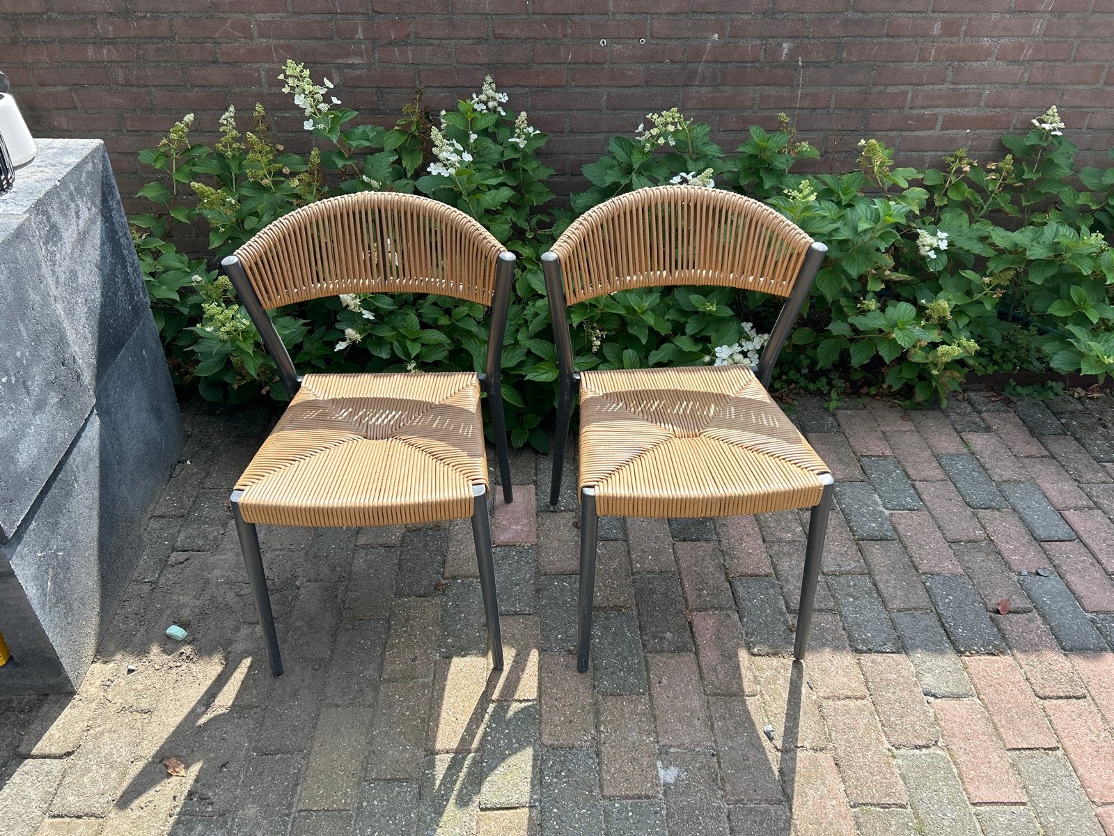 Set van 2 Satelliet stoelen - Rotan look, Ophalen, Gebruikt, Twee, Bruin