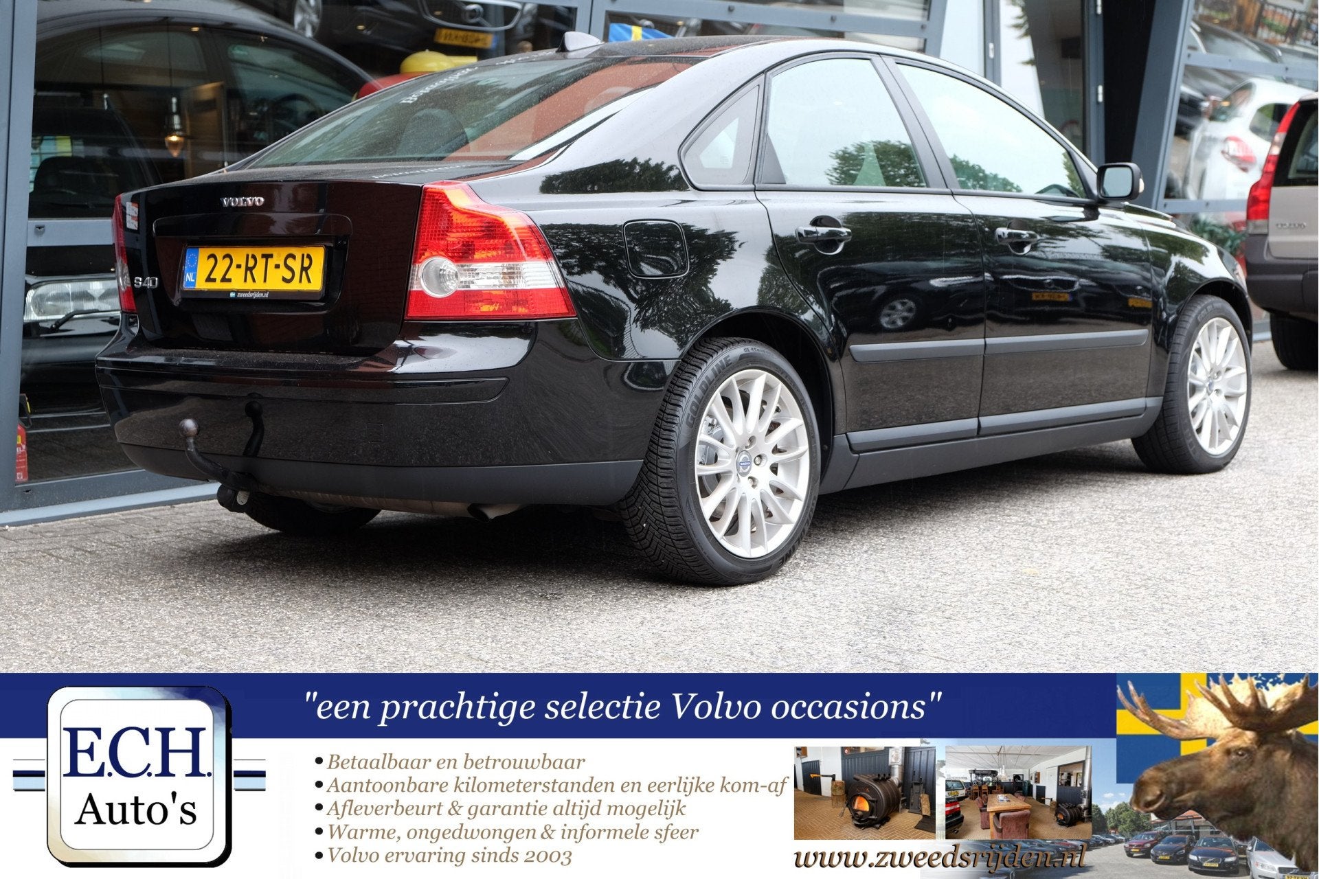 Volvo S40 2.4 140 pk, Trekhaak, 17 inch (bj 2005), Auto's, Voorwielaandrijving, Stof, Gebruikt, Zwart