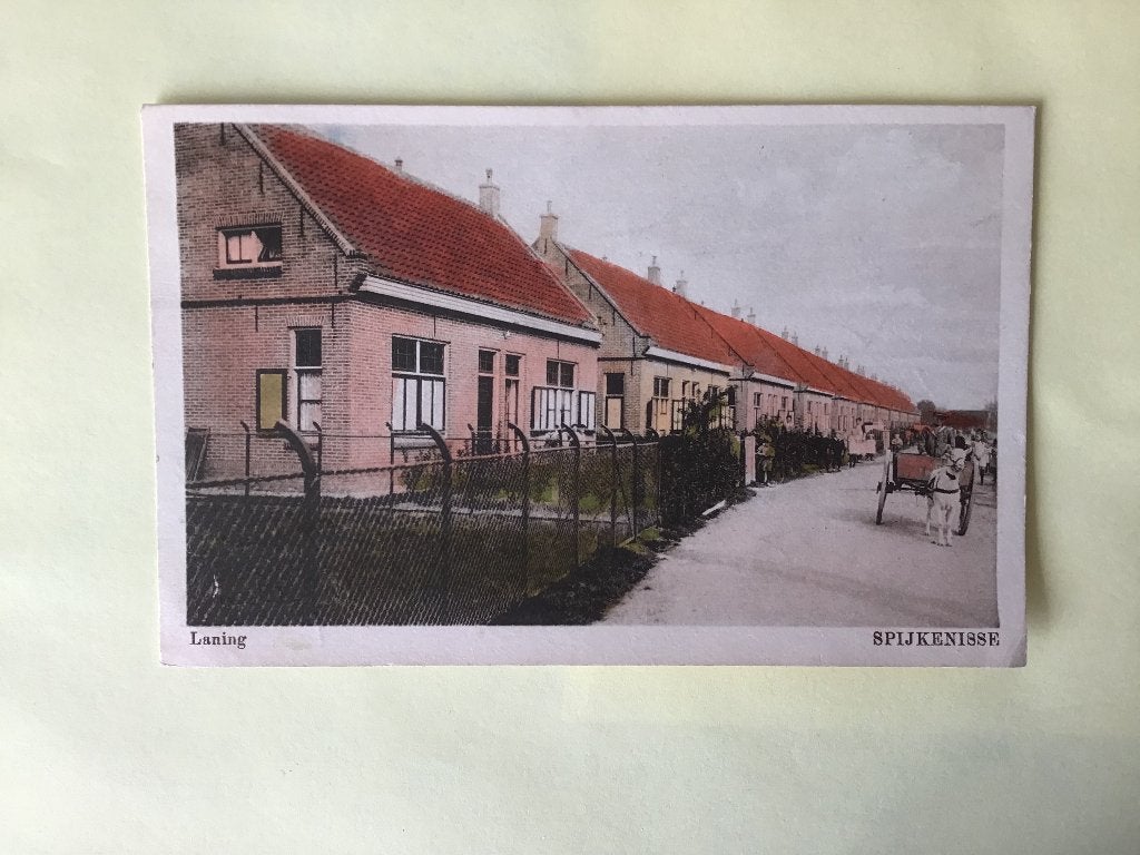 Oude ansichtkaart Spijkenisse - Laning met Bokkenkar 1950, Verzamelen, Ophalen of Verzenden, 1940 tot 1960, Gelopen, Zuid-Holland