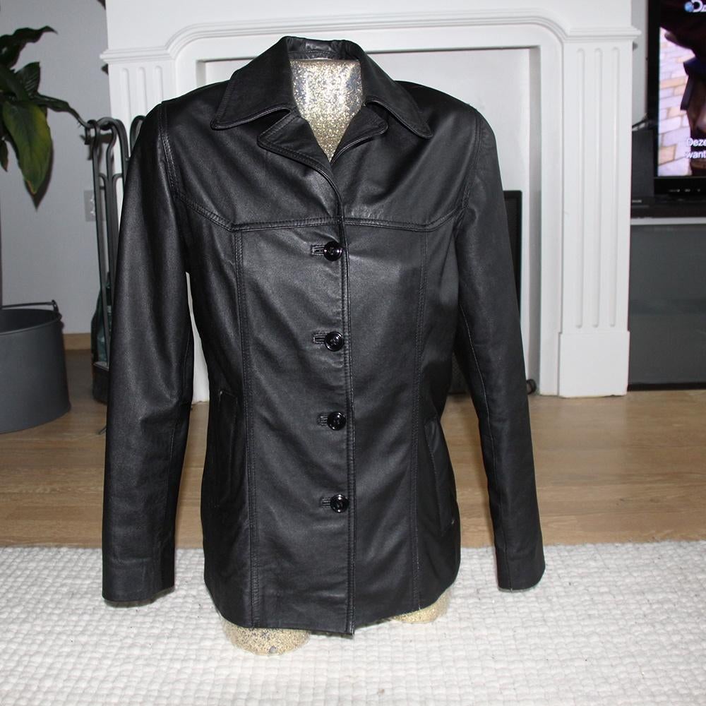 Zwart Soepel Leren Dames Jasje (S) € 55,-, Zwart, Ophalen of Verzenden, Zo goed als nieuw, Maat 36 (S)