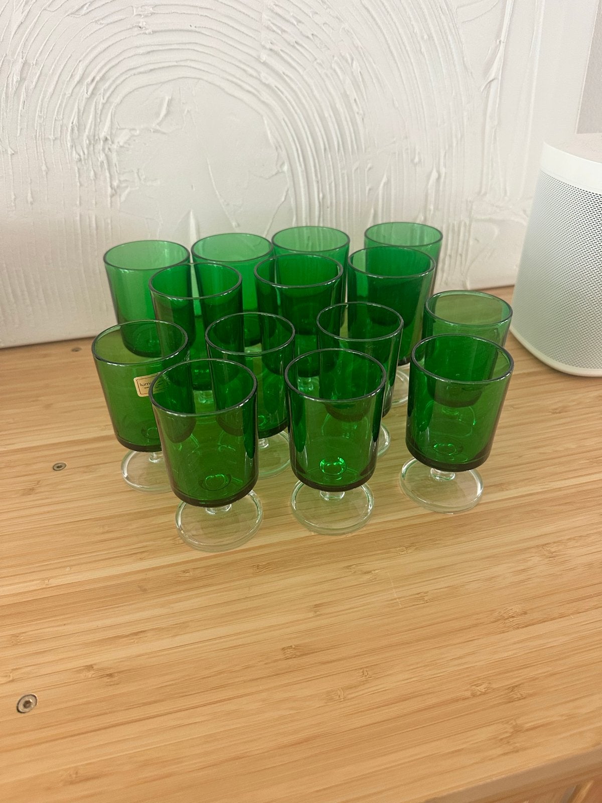 Set Vintage Groene Luminarc Wijnglazen, Antiek en Kunst, Antiek | Glas en Kristal, Ophalen