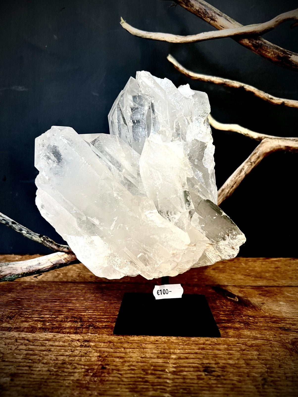 Bergkristal cluster op voet, Ophalen of Verzenden, Mineraal