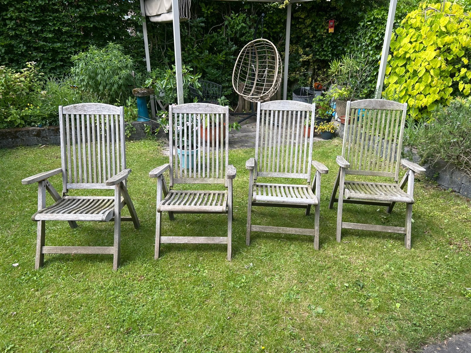 Queen’s teak tuinstoel, Ophalen, Gebruikt, Hout, Inklapbaar