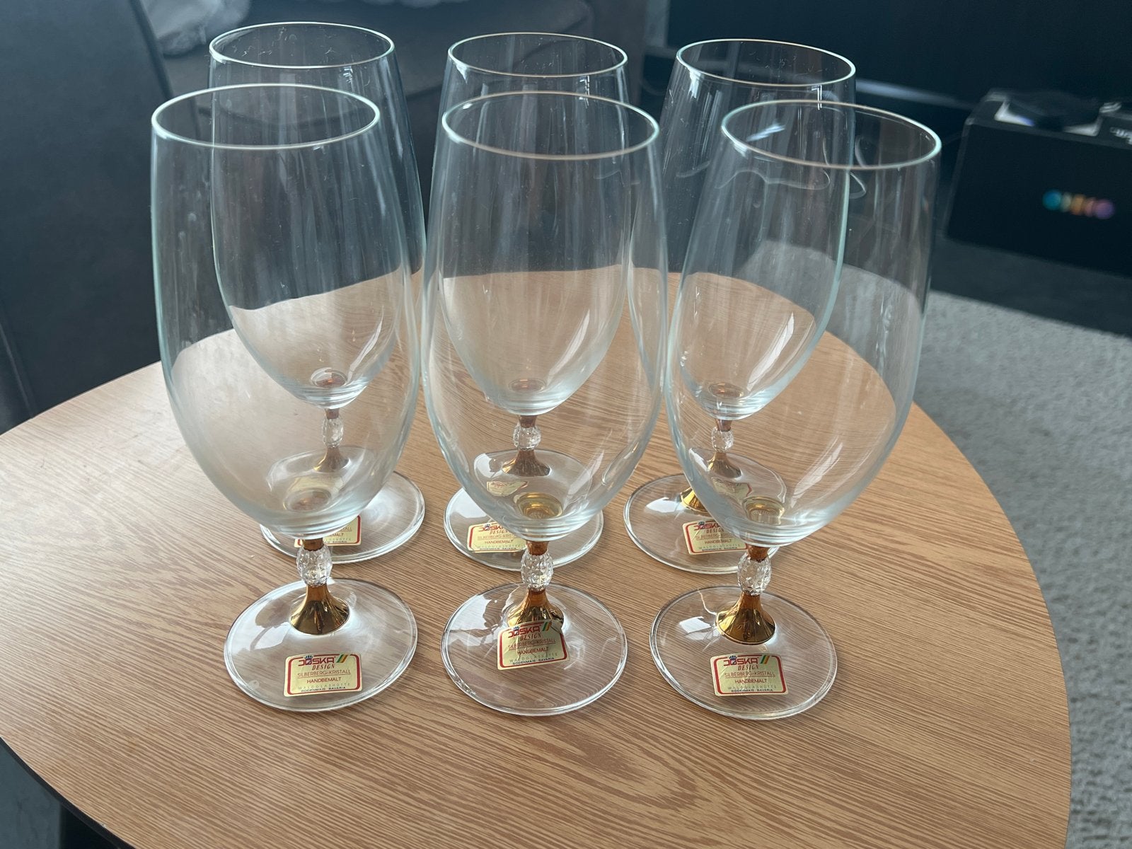 6 Joska Design kristallen glazen - met stickers, Glas of Glazen, Overige merken, Klassiek, Nieuw