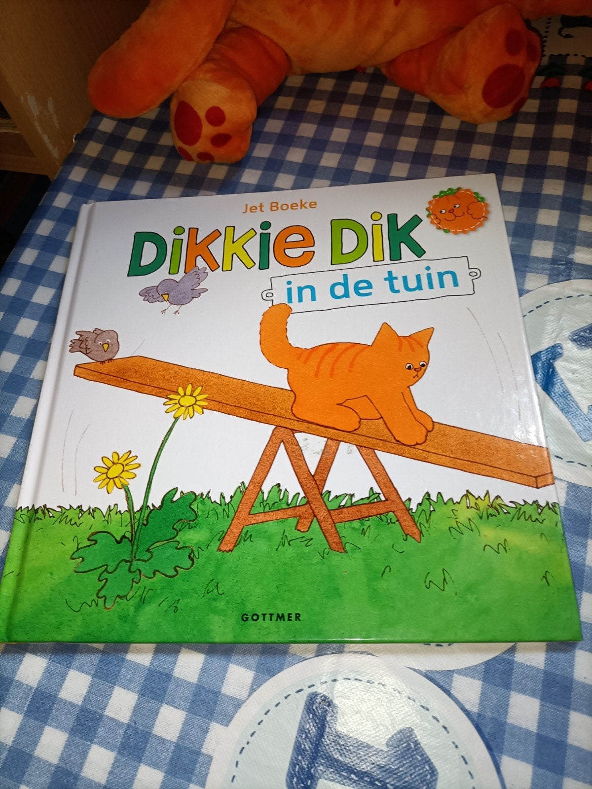 Dikkie Dik knuffel 31 cm groot + boek In de tuin, Ophalen of Verzenden, Zo goed als nieuw, Overige typen