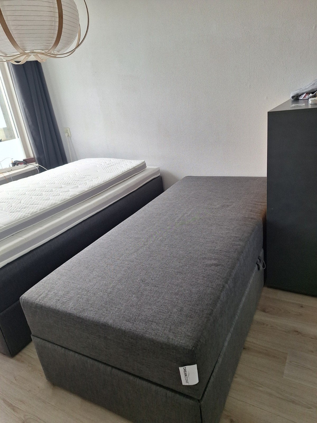 Boxspringbed met opbergruimte 90x200 cm, Gebruikt, 90 cm, Eenpersoons, Ophalen of Verzenden