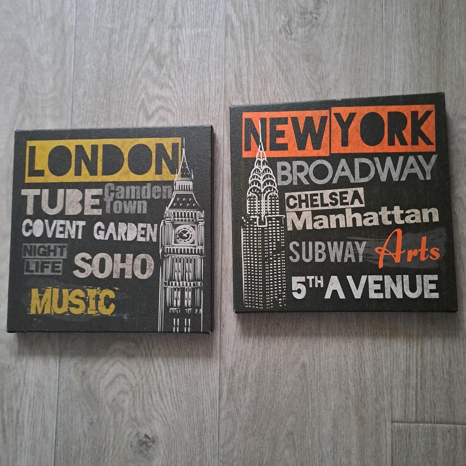IKEA CANVAS 25 X 25 CM LONDON-NEW YORK, Ophalen, Minder dan 50 cm, Overige typen, Zo goed als nieuw